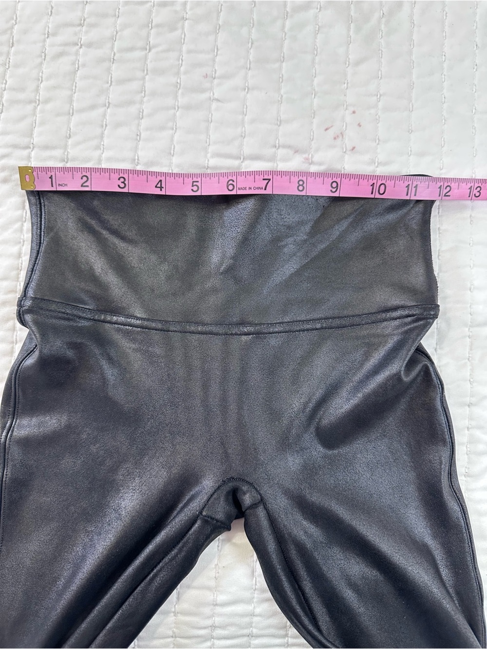 SPANX Black High-Waist Faux-Leather Leggings Smoothing Shaping Sleek Size SP - Picture 8 of 12
